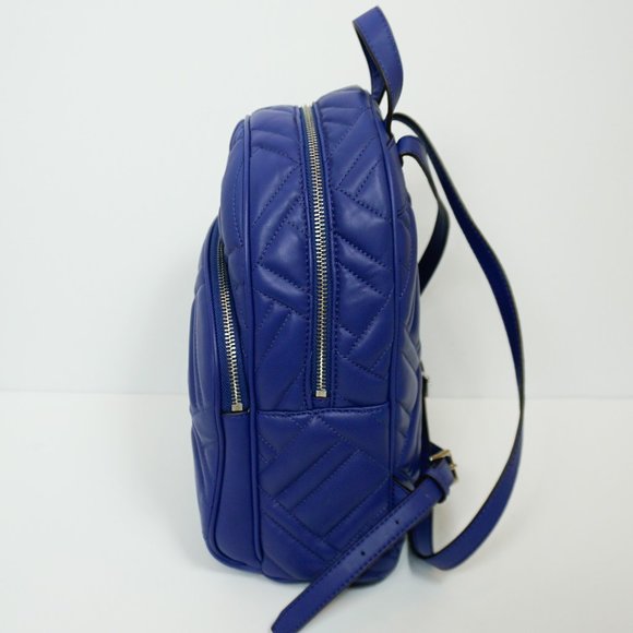 Michael Kors Abbey Medium Backpack Quilted Soft Leather Blue - Picture 5 of 13